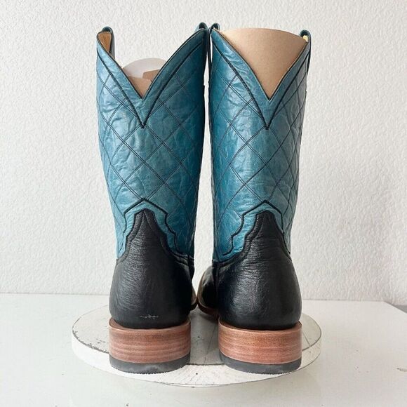 NEW Rod Patrick Mens Cowboy Boots 14.5AA Black Smooth Ostrich Leather Square Toe - Picture 3 of 12